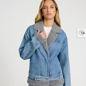 Express Fashion Jean and Grey Shepa Moto Coat Sz large BNWT